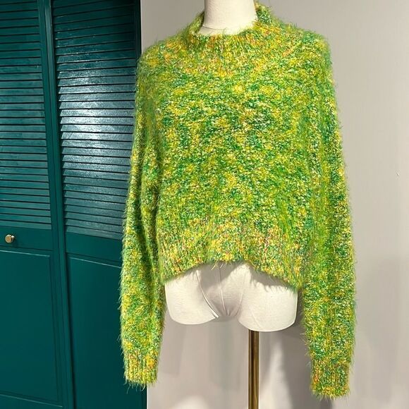 Free People NWT Stardust Pullover Sweater in Lemon Lime Combo XS - Picture 2 of 5